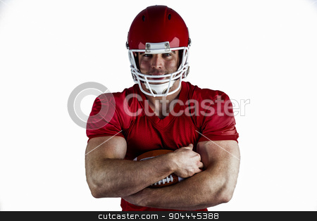To use this stock image in your creative project, please select the size you need over to the right and click the "Add to Cart" button.
Your downloaded image will come with the Cutcaster watermark removed so don’t worry about the watermark you see on this page. American football player with ball stock photo, American football player with ball on white background by Wavebreak Media