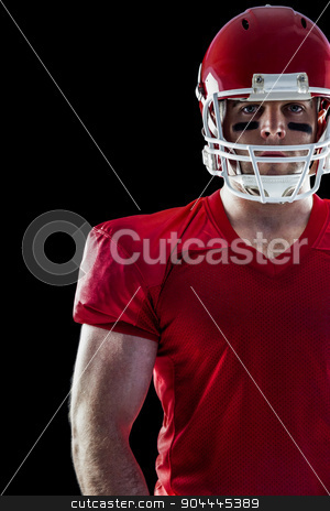 To use this stock image in your creative project, please select the size you need over to the right and click the "Add to Cart" button.
Your downloaded image will come with the Cutcaster watermark removed so don’t worry about the watermark you see on this page. American football player looking at camera stock photo, American football player looking at camera on black background by Wavebreak Media