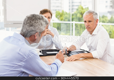 To use this stock image in your creative project, please select the size you need over to the right and click the "Add to Cart" button.
Your downloaded image will come with the Cutcaster watermark removed so don’t worry about the watermark you see on this page. Business people talking and making arrangements stock photo, Business people talking and making arrangements in the office by Wavebreak Media