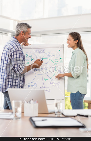 To use this stock image in your creative project, please select the size you need over to the right and click the "Add to Cart" button.
Your downloaded image will come with the Cutcaster watermark removed so don’t worry about the watermark you see on this page. Casual business colleagues preparing presentation stock photo, Casual business colleagues preparing presentation in the office by Wavebreak Media