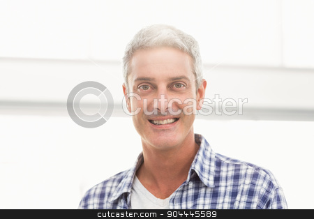 To use this stock image in your creative project, please select the size you need over to the right and click the "Add to Cart" button.
Your downloaded image will come with the Cutcaster watermark removed so don’t worry about the watermark you see on this page. Smiling casual businessman stock photo, Portrait of smiling casual businessman in the office by Wavebreak Media