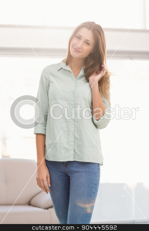 To use this stock image in your creative project, please select the size you need over to the right and click the "Add to Cart" button.
Your downloaded image will come with the Cutcaster watermark removed so don’t worry about the watermark you see on this page. Smiling casual businesswoman posing stock photo, Portrait of smiling casual businesswoman posing in the office by Wavebreak Media