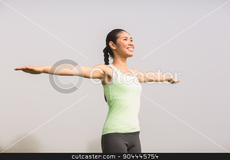 To use this stock image in your creative project, please select the size you need over to the right and click the "Add to Cart" button.
Your downloaded image will come with the Cutcaster watermark removed so don’t worry about the watermark you see on this page. Smiling sporty woman working out stock photo, Smiling sporty woman working out in parkland by Wavebreak Media