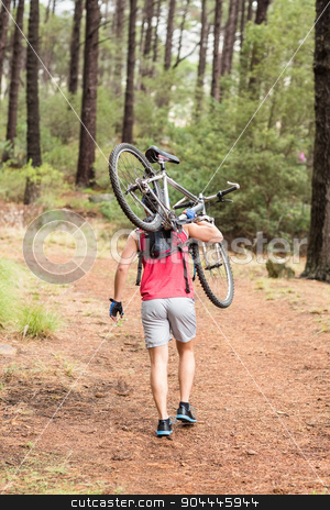 To use this stock image in your creative project, please select the size you need over to the right and click the "Add to Cart" button.
Your downloaded image will come with the Cutcaster watermark removed so don’t worry about the watermark you see on this page. Happy handsome biker holding bike stock photo, Happy handsome biker holding bike in the nature by Wavebreak Media