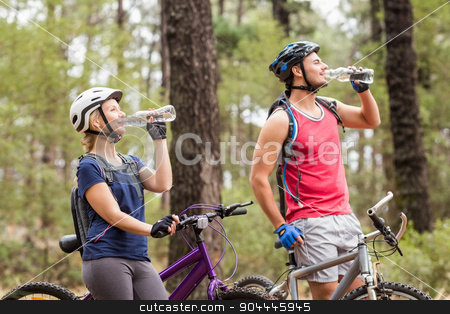 To use this stock image in your creative project, please select the size you need over to the right and click the "Add to Cart" button.
Your downloaded image will come with the Cutcaster watermark removed so don’t worry about the watermark you see on this page. Happy handsome biker couple drinking water stock photo, Happy handsome biker couple drinking water in the nature by Wavebreak Media