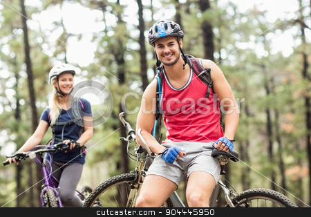 To use this stock image in your creative project, please select the size you need over to the right and click the "Add to Cart" button.
Your downloaded image will come with the Cutcaster watermark removed so don’t worry about the watermark you see on this page. Young happy couple on bikes looking at camera stock photo, Young happy couple on bikes looking at camera in the nature by Wavebreak Media