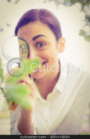 To use this stock image in your creative project, please select the size you need over to the right and click the "Add to Cart" button.
Your downloaded image will come with the Cutcaster watermark removed so don’t worry about the watermark you see on this page. Beautiful brunette looking at plant through magnifying glass stock photo, Beautiful brunette looking at plant through magnifying glass on a sunny day by Wavebreak Media