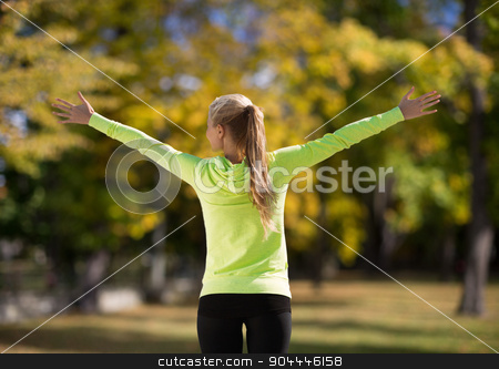 To use this stock image in your creative project, please select the size you need over to the right and click the "Add to Cart" button.
Your downloaded image will come with the Cutcaster watermark removed so don’t worry about the watermark you see on this page. woman doing sports outdoors stock photo, sport, fitness, exercise and lifestyle concept - woman doing sports outdoors by Syda Productions
