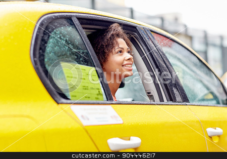To use this stock image in your creative project, please select the size you need over to the right and click the "Add to Cart" button.
Your downloaded image will come with the Cutcaster watermark removed so don’t worry about the watermark you see on this page. happy african american woman driving in taxi stock photo, business trip, transportation and people concept - young smiling african american woman driving in taxi at city street by Syda Productions