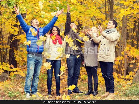 To use this stock image in your creative project, please select the size you need over to the right and click the "Add to Cart" button.
Your downloaded image will come with the Cutcaster watermark removed so don’t worry about the watermark you see on this page. group of smiling men and women in autumn park stock photo, love, relationship, season, friendship and people concept - group of smiling men and women having fun in autumn park by Syda Productions