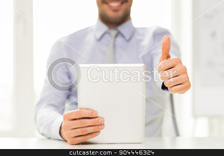 To use this stock image in your creative project, please select the size you need over to the right and click the "Add to Cart" button.
Your downloaded image will come with the Cutcaster watermark removed so don’t worry about the watermark you see on this page. close up of businessman hands with tablet pc stock photo, business, people, technology, gesture and teamwork concept - close up of businessman hands with tablet pc computer showing thumbs up at office by Syda Productions