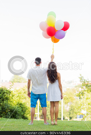 To use this stock image in your creative project, please select the size you need over to the right and click the "Add to Cart" button.
Your downloaded image will come with the Cutcaster watermark removed so don’t worry about the watermark you see on this page. happy couple with air balloons in city stock photo, love, holidays, summer, dating and people concept - happy couple with air balloons in city sitting on bench by Syda Productions