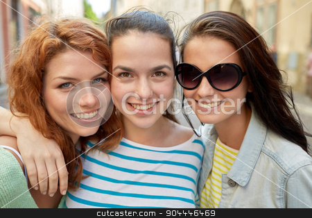 To use this stock image in your creative project, please select the size you need over to the right and click the "Add to Cart" button.
Your downloaded image will come with the Cutcaster watermark removed so don’t worry about the watermark you see on this page. happy young women or teenage girls on city street stock photo, vacation, weekend, leisure and friendship concept - smiling happy young women or teenage girls on city street by Syda Productions