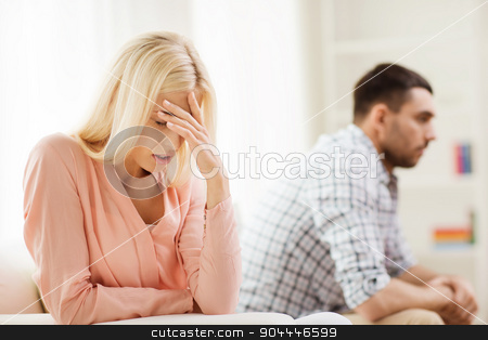 To use this stock image in your creative project, please select the size you need over to the right and click the "Add to Cart" button.
Your downloaded image will come with the Cutcaster watermark removed so don’t worry about the watermark you see on this page. unhappy couple having argument at home stock photo, people, relationship difficulties, conflict and family concept - unhappy couple having argument at home by Syda Productions