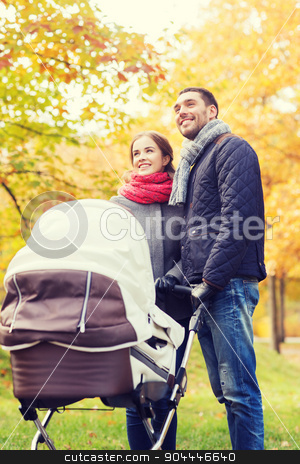 To use this stock image in your creative project, please select the size you need over to the right and click the "Add to Cart" button.
Your downloaded image will come with the Cutcaster watermark removed so don’t worry about the watermark you see on this page. smiling couple with baby pram in autumn park stock photo, love, parenthood, family, season and people concept - smiling couple with baby pram in autumn park by Syda Productions