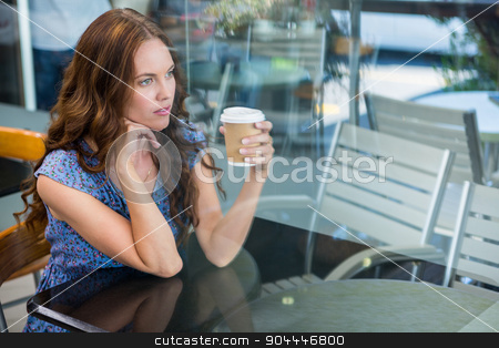 To use this stock image in your creative project, please select the size you need over to the right and click the "Add to Cart" button.
Your downloaded image will come with the Cutcaster watermark removed so don’t worry about the watermark you see on this page. Pretty brunette with take away cup stock photo, Pretty brunette with take away cup in a coffee shop by Wavebreak Media