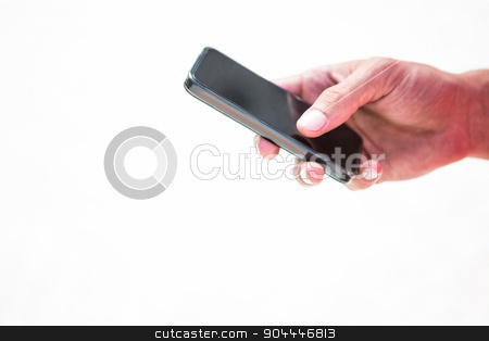 To use this stock image in your creative project, please select the size you need over to the right and click the "Add to Cart" button.
Your downloaded image will come with the Cutcaster watermark removed so don’t worry about the watermark you see on this page. Close up hands sending a text message stock photo, Close up hands sending a text message on a white background by Wavebreak Media
