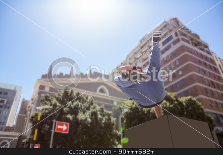 To use this stock image in your creative project, please select the size you need over to the right and click the "Add to Cart" button.
Your downloaded image will come with the Cutcaster watermark removed so don’t worry about the watermark you see on this page. Man doing free-running in the city stock photo, Man doing free-running in the city on a sunny day by Wavebreak Media