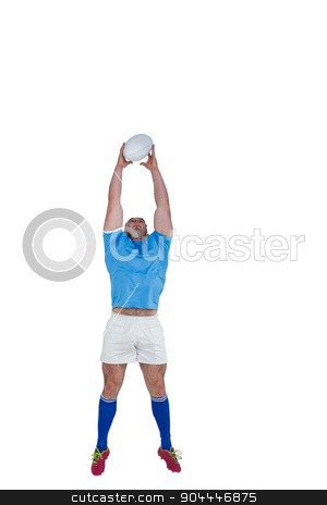 To use this stock image in your creative project, please select the size you need over to the right and click the "Add to Cart" button.
Your downloaded image will come with the Cutcaster watermark removed so don’t worry about the watermark you see on this page. Rugby player catching the ball stock photo, Rugby player catching the ball on white background by Wavebreak Media