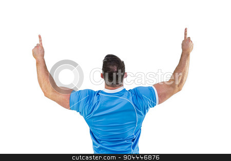 To use this stock image in your creative project, please select the size you need over to the right and click the "Add to Cart" button.
Your downloaded image will come with the Cutcaster watermark removed so don’t worry about the watermark you see on this page. Rugby player cheering and pointing stock photo, Rugby player cheering and pointing on white background by Wavebreak Media
