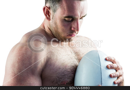 To use this stock image in your creative project, please select the size you need over to the right and click the "Add to Cart" button.
Your downloaded image will come with the Cutcaster watermark removed so don’t worry about the watermark you see on this page. Shirtless rugby player holding ball stock photo, Shirtless rugby player holding ball on white background by Wavebreak Media