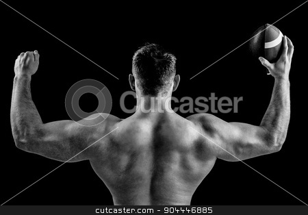 To use this stock image in your creative project, please select the size you need over to the right and click the "Add to Cart" button.
Your downloaded image will come with the Cutcaster watermark removed so don’t worry about the watermark you see on this page. Shirtless American football player with ball stock photo, Shirtless American football player with ball on black background by Wavebreak Media
