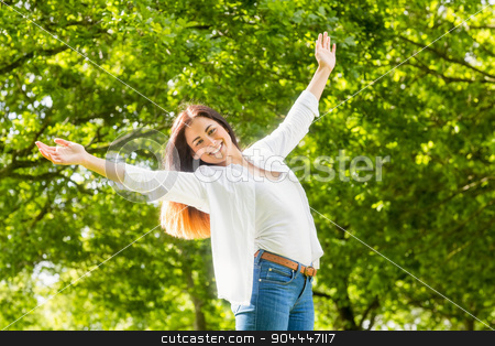 To use this stock image in your creative project, please select the size you need over to the right and click the "Add to Cart" button.
Your downloaded image will come with the Cutcaster watermark removed so don’t worry about the watermark you see on this page. Beautiful brunette in the park stock photo, Beautiful brunette in the park on a sunny day by Wavebreak Media
