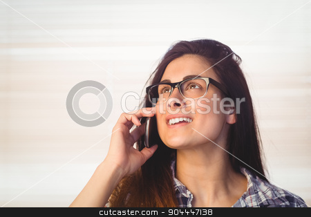 To use this stock image in your creative project, please select the size you need over to the right and click the "Add to Cart" button.
Your downloaded image will come with the Cutcaster watermark removed so don’t worry about the watermark you see on this page. Pretty hipster on the phone stock photo, Pretty hipster on the phone in a bright room by Wavebreak Media