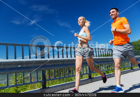 To use this stock image in your creative project, please select the size you need over to the right and click the "Add to Cart" button.
Your downloaded image will come with the Cutcaster watermark removed so don’t worry about the watermark you see on this page. smiling couple running at summer seaside stock photo, fitness, sport, friendship and healthy lifestyle concept - smiling couple with heart-rate watch running at summer seaside by Syda Productions
