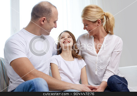 To use this stock image in your creative project, please select the size you need over to the right and click the "Add to Cart" button.
Your downloaded image will come with the Cutcaster watermark removed so don’t worry about the watermark you see on this page. happy parents with little daughter at home stock photo, family, children and people concept - happy parents with little daughter at home by Syda Productions