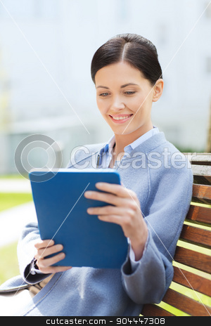 To use this stock image in your creative project, please select the size you need over to the right and click the "Add to Cart" button.
Your downloaded image will come with the Cutcaster watermark removed so don’t worry about the watermark you see on this page. smiling business woman with tablet pc in city stock photo, business, technology and people concept - young smiling woman with tablet pc computer sitting on bench in city by Syda Productions