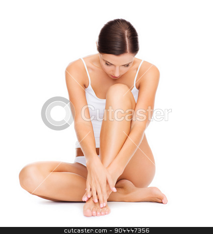 To use this stock image in your creative project, please select the size you need over to the right and click the "Add to Cart" button.
Your downloaded image will come with the Cutcaster watermark removed so don’t worry about the watermark you see on this page. beautiful woman in white cotton underwear stock photo, health and beauty concept - beautiful woman in white cotton underwear by Syda Productions