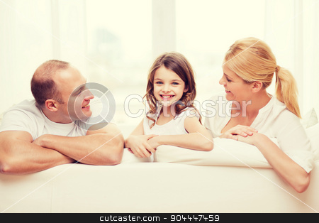 To use this stock image in your creative project, please select the size you need over to the right and click the "Add to Cart" button.
Your downloaded image will come with the Cutcaster watermark removed so don’t worry about the watermark you see on this page. smiling parents and little girl at home stock photo, family, child and home concept - smiling parents and little girl at home by Syda Productions