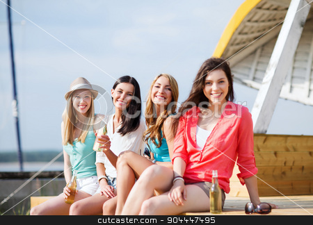 To use this stock image in your creative project, please select the size you need over to the right and click the "Add to Cart" button.
Your downloaded image will come with the Cutcaster watermark removed so don’t worry about the watermark you see on this page. girls with drinks on the beach stock photo, summer holidays and vacation - girls with drinks on the beach by Syda Productions