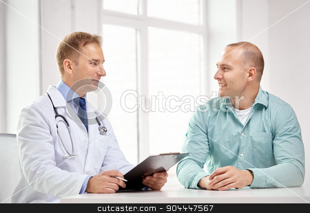 To use this stock image in your creative project, please select the size you need over to the right and click the "Add to Cart" button.
Your downloaded image will come with the Cutcaster watermark removed so don’t worry about the watermark you see on this page. male doctor and patient with clipboard at hospital stock photo, medicine, health care, people and prostate cancer concept - happy male doctor with clipboard and patient meeting and talking at hospital by Syda Productions