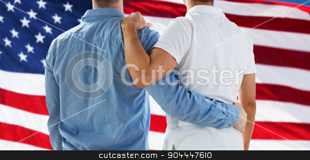 To use this stock image in your creative project, please select the size you need over to the right and click the "Add to Cart" button.
Your downloaded image will come with the Cutcaster watermark removed so don’t worry about the watermark you see on this page. close up of happy male gay couple hugging stock photo, people, homosexuality, same-sex marriage, gay and love concept - close up of happy male gay couple or friends hugging from back over american flag background by Syda Productions