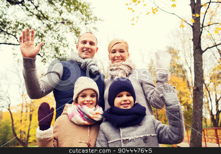 To use this stock image in your creative project, please select the size you need over to the right and click the "Add to Cart" button.
Your downloaded image will come with the Cutcaster watermark removed so don’t worry about the watermark you see on this page. happy family in autumn park stock photo, family, childhood, season, gesture and people concept - happy family waving hands in autumn park by Syda Productions