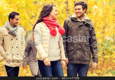 To use this stock image in your creative project, please select the size you need over to the right and click the "Add to Cart" button.
Your downloaded image will come with the Cutcaster watermark removed so don’t worry about the watermark you see on this page. group of smiling men and women in autumn park stock photo, love, relationship, season, friendship and people concept - group of smiling men and women walking in autumn park by Syda Productions