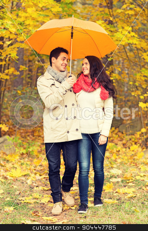 To use this stock image in your creative project, please select the size you need over to the right and click the "Add to Cart" button.
Your downloaded image will come with the Cutcaster watermark removed so don’t worry about the watermark you see on this page. smiling couple with umbrella in autumn park stock photo, love, relationship, season, family and people concept - smiling couple with umbrella walking in autumn park by Syda Productions