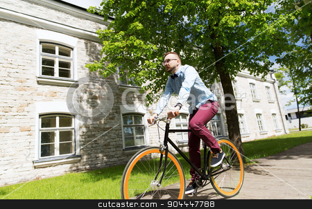 To use this stock image in your creative project, please select the size you need over to the right and click the "Add to Cart" button.
Your downloaded image will come with the Cutcaster watermark removed so don’t worry about the watermark you see on this page. happy young hipster man riding fixed gear bike stock photo, people, style, leisure and lifestyle - happy young hipster man riding fixed gear bike on city street by Syda Productions