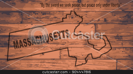 To use this stock image in your creative project, please select the size you need over to the right and click the "Add to Cart" button.
Your downloaded image will come with the Cutcaster watermark removed so don’t worry about the watermark you see on this page. Massachusetts Map Brand stock vector clipart, Massachusetts state map brand on wooden boards with map outline and state motto by Kotto
