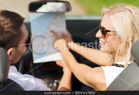To use this stock image in your creative project, please select the size you need over to the right and click the "Add to Cart" button.
Your downloaded image will come with the Cutcaster watermark removed so don’t worry about the watermark you see on this page. happy man and woman driving in cabriolet car stock photo, road trip, travel, leisure, couple and people concept - happy man and woman driving in cabriolet car with map by Syda Productions