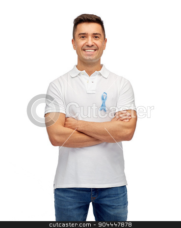 To use this stock image in your creative project, please select the size you need over to the right and click the "Add to Cart" button.
Your downloaded image will come with the Cutcaster watermark removed so don’t worry about the watermark you see on this page. happy man with prostate cancer awareness ribbon stock photo, medicine, health care, gesture and people concept - middle aged latin man in t-shirt with blue prostate cancer awareness ribbon pointing finger on himself by Syda Productions
