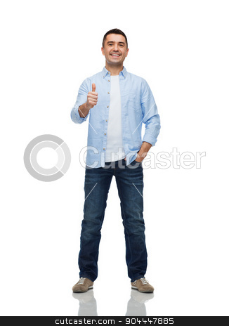 To use this stock image in your creative project, please select the size you need over to the right and click the "Add to Cart" button.
Your downloaded image will come with the Cutcaster watermark removed so don’t worry about the watermark you see on this page. smiling man showing thumbs up stock photo, happiness, gesture and people concept - smiling man showing thumbs up by Syda Productions