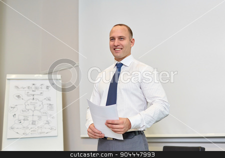 To use this stock image in your creative project, please select the size you need over to the right and click the "Add to Cart" button.
Your downloaded image will come with the Cutcaster watermark removed so don’t worry about the watermark you see on this page. smiling businessman on presentation in office stock photo, business and people concept - smiling businessman on presentation in office by Syda Productions
