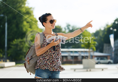 To use this stock image in your creative project, please select the size you need over to the right and click the "Add to Cart" button.
Your downloaded image will come with the Cutcaster watermark removed so don’t worry about the watermark you see on this page. happy teenage girl with guidebook and backpack stock photo, tourism, travel, summer holidays and people concept - happy teenage girl with guidebook and backpack in city by Syda Productions