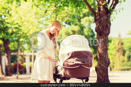To use this stock image in your creative project, please select the size you need over to the right and click the "Add to Cart" button.
Your downloaded image will come with the Cutcaster watermark removed so don’t worry about the watermark you see on this page. happy mother with stroller in park stock photo, family, child and parenthood concept - happy mother with stroller in park by Syda Productions