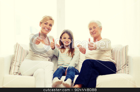 To use this stock image in your creative project, please select the size you need over to the right and click the "Add to Cart" button.
Your downloaded image will come with the Cutcaster watermark removed so don’t worry about the watermark you see on this page. smiling family at home stock photo, family, happiness, generation and people concept - smiling mother, daughter and grandmother sitting on couch at home by Syda Productions