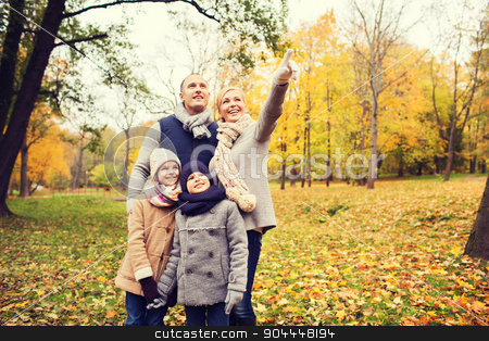 To use this stock image in your creative project, please select the size you need over to the right and click the "Add to Cart" button.
Your downloaded image will come with the Cutcaster watermark removed so don’t worry about the watermark you see on this page. happy family in autumn park stock photo, family, childhood, season, gesture and people concept - happy family pointing finger in autumn park by Syda Productions