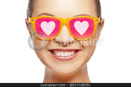 To use this stock image in your creative project, please select the size you need over to the right and click the "Add to Cart" button.
Your downloaded image will come with the Cutcaster watermark removed so don’t worry about the watermark you see on this page. smiling teenage girl in pink sunglasses stock photo, love, happiness, valentines day, face expressions and people concept - portrait of smiling teenage girl in pink sunglasses with hearts by Syda Productions